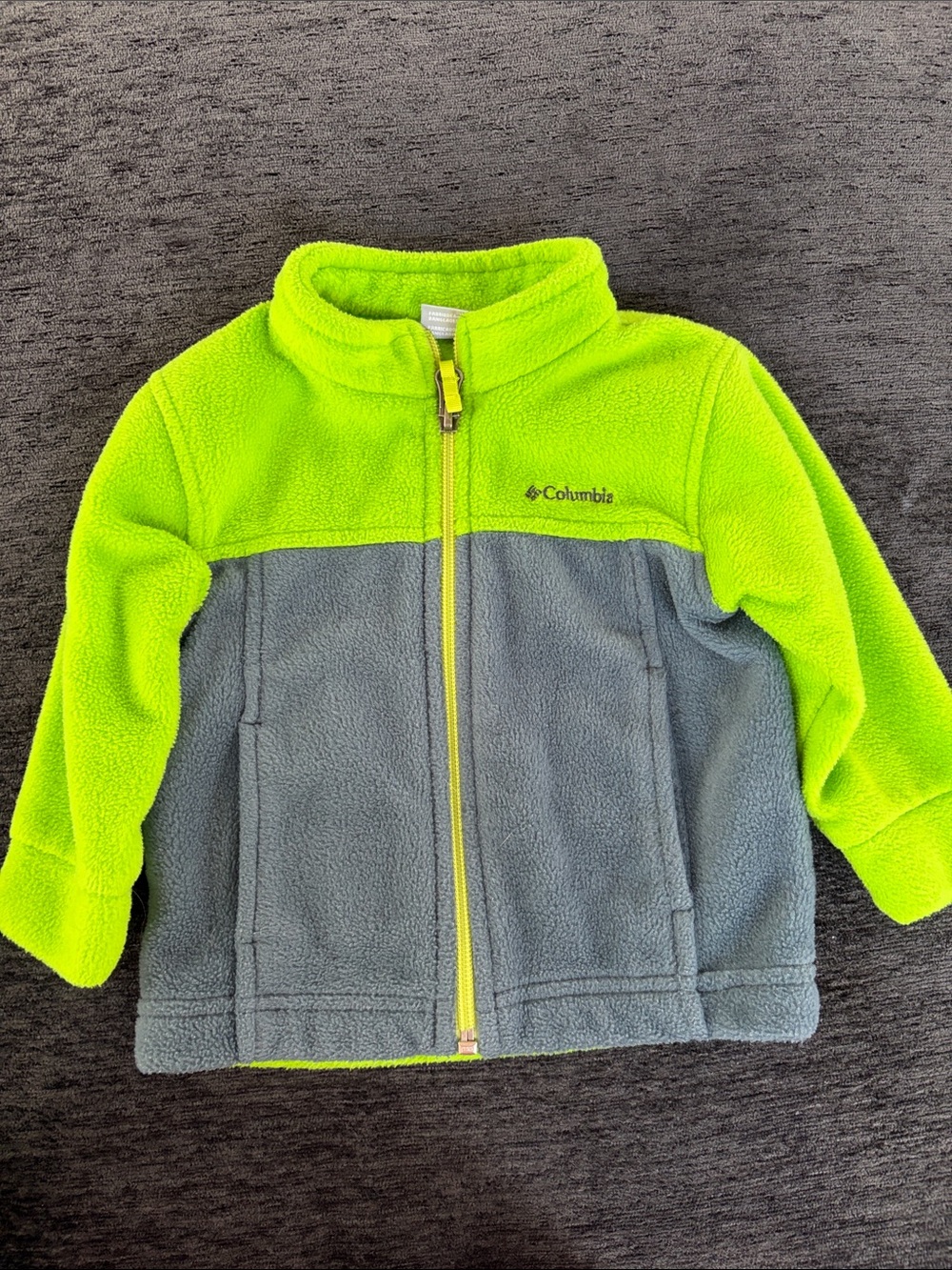 Columbia Baby 6-12 mon Two-Tone Fleece Jacket - Neon Green & Gray